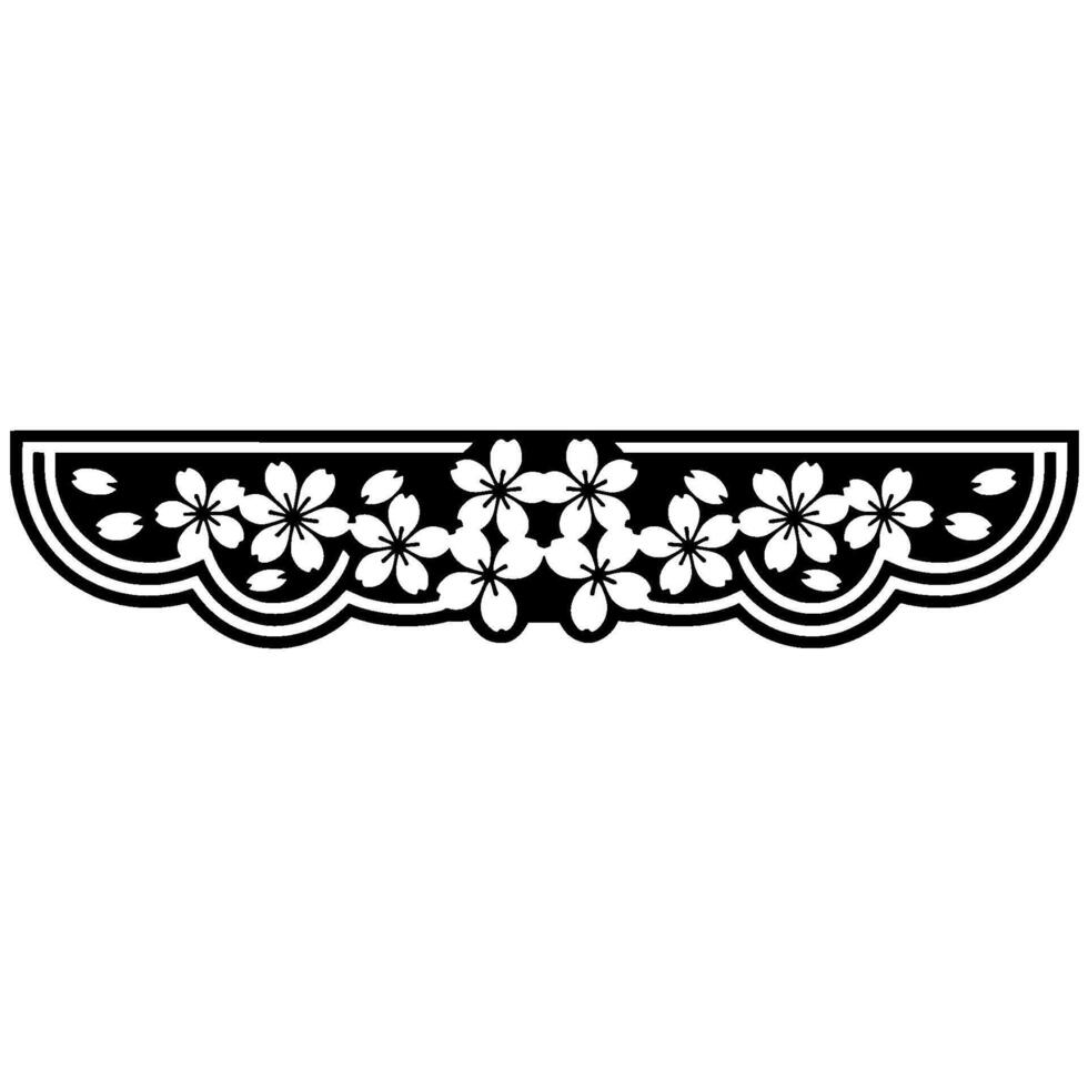 Elegant Black White Cherry Blossom Border vector