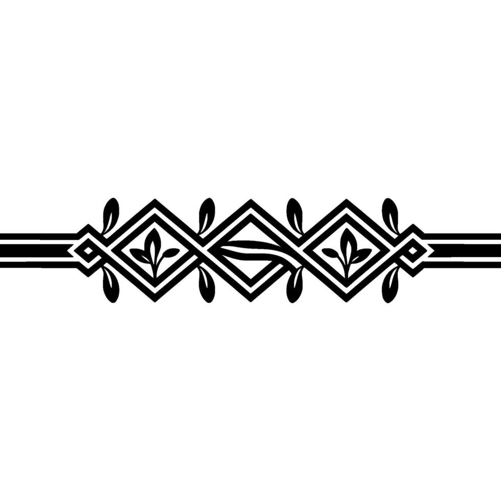 Geometric Leaf Motif Border , Black White, Elegant Decor vector
