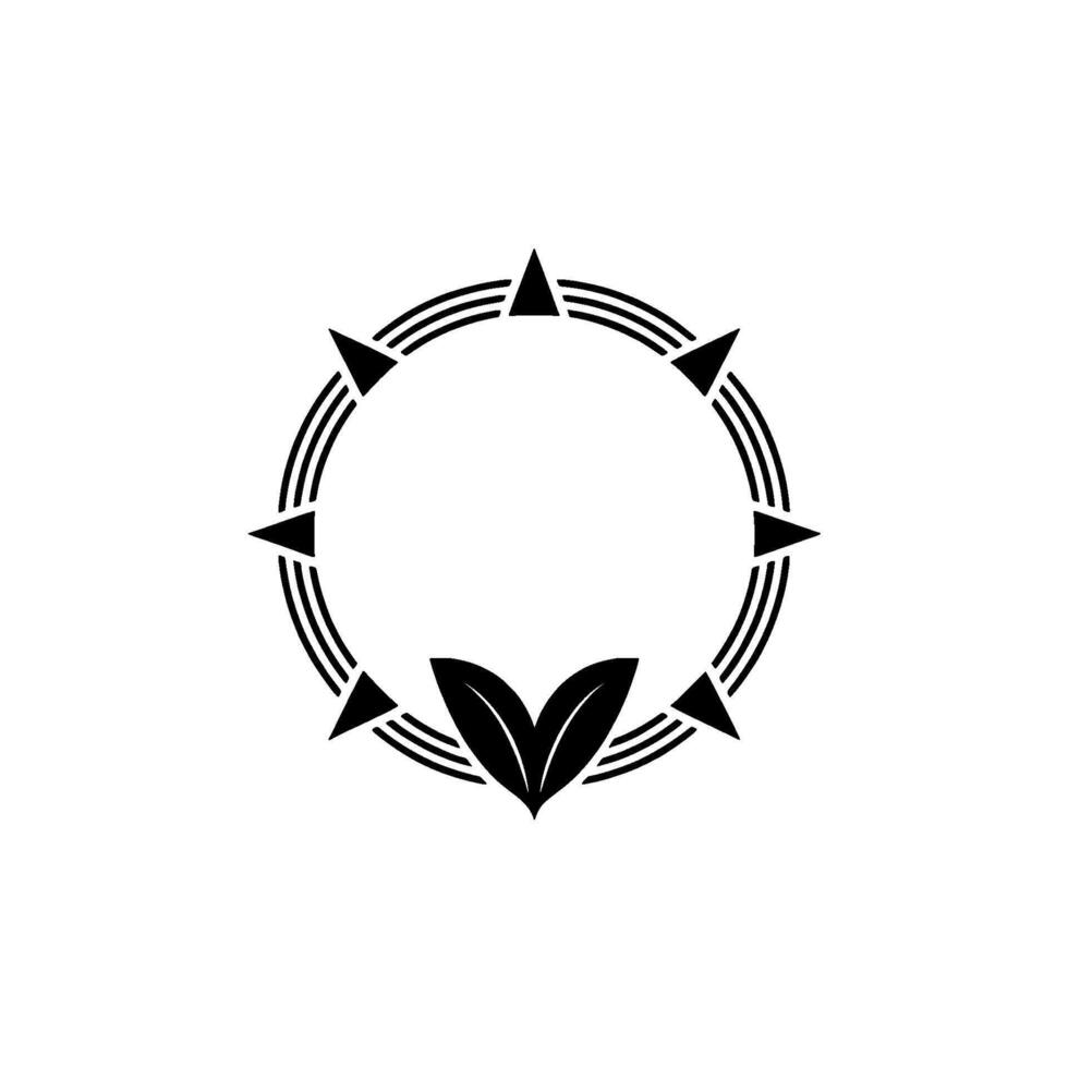 Minimalist Circular Emblem with Leaves, NatureInspired vector