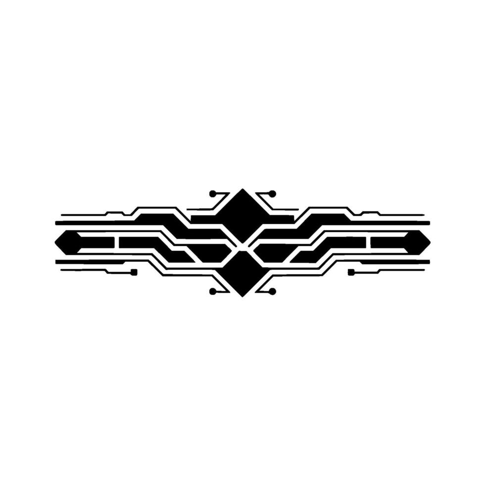 Minimalist Tech Circuit Element, Abstract Geometric Lines on White vector