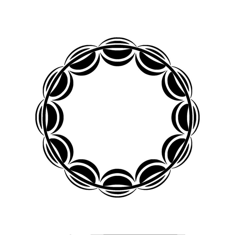 Geometric Black and White Floral Circle , Minimalist Art vector