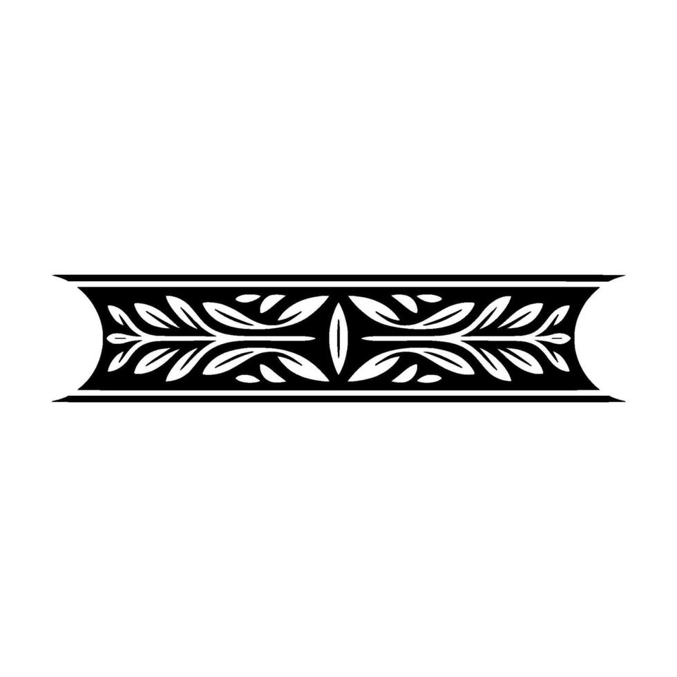 Elegant Black Leaf Border Ornament on White Background 1 vector