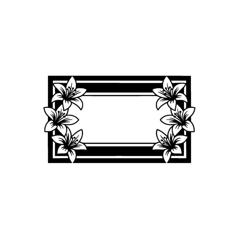Elegant Floral Frame, Black and White Lily vector
