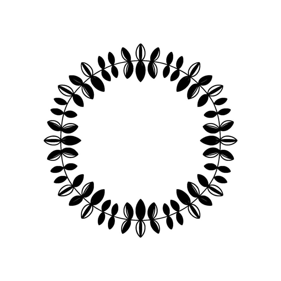 Elegant Black Leaf Wreath on Light Background vector