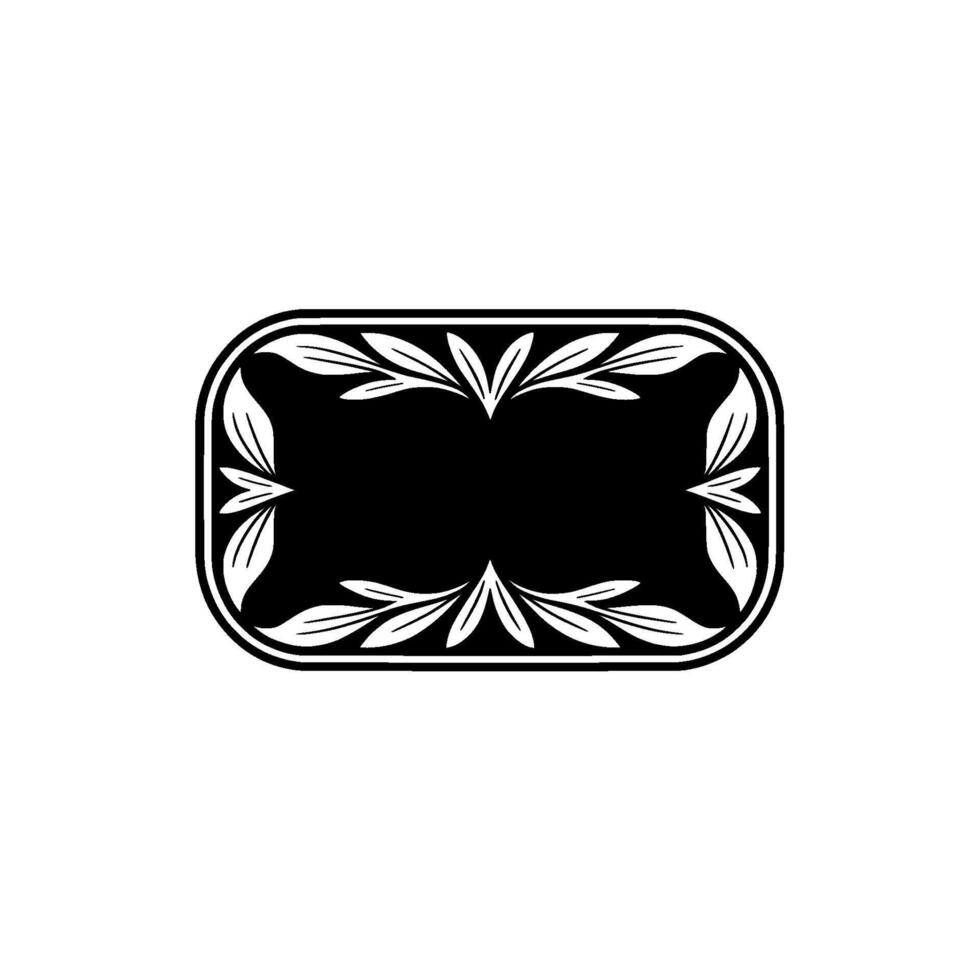 Elegant Black White Floral Frame, Label, or Emblem on White Background vector