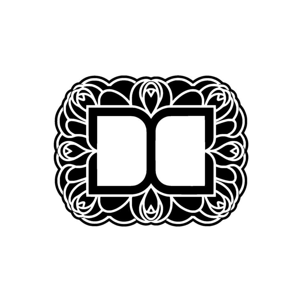 Abstract Ornamental Black Frame on White, Elegant Element vector