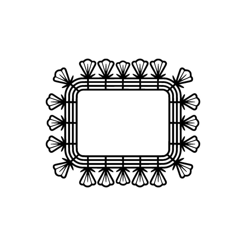 Elegant Floral Frame in Black on White Modern Element vector