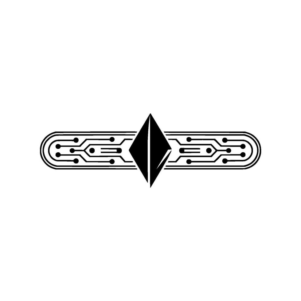 Minimalist Ethereum Circuit Board Symbol on White Background vector