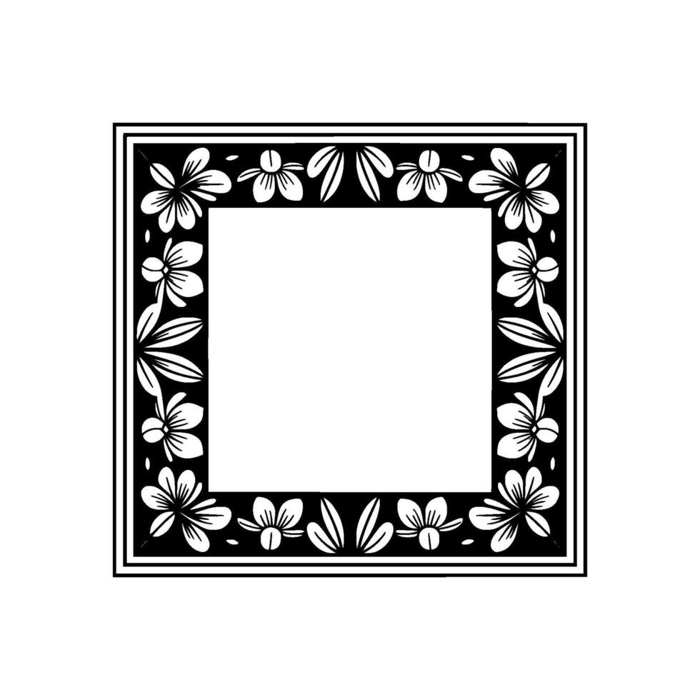 Elegant Floral Frame in Black and White, Decorative Border 1 vector