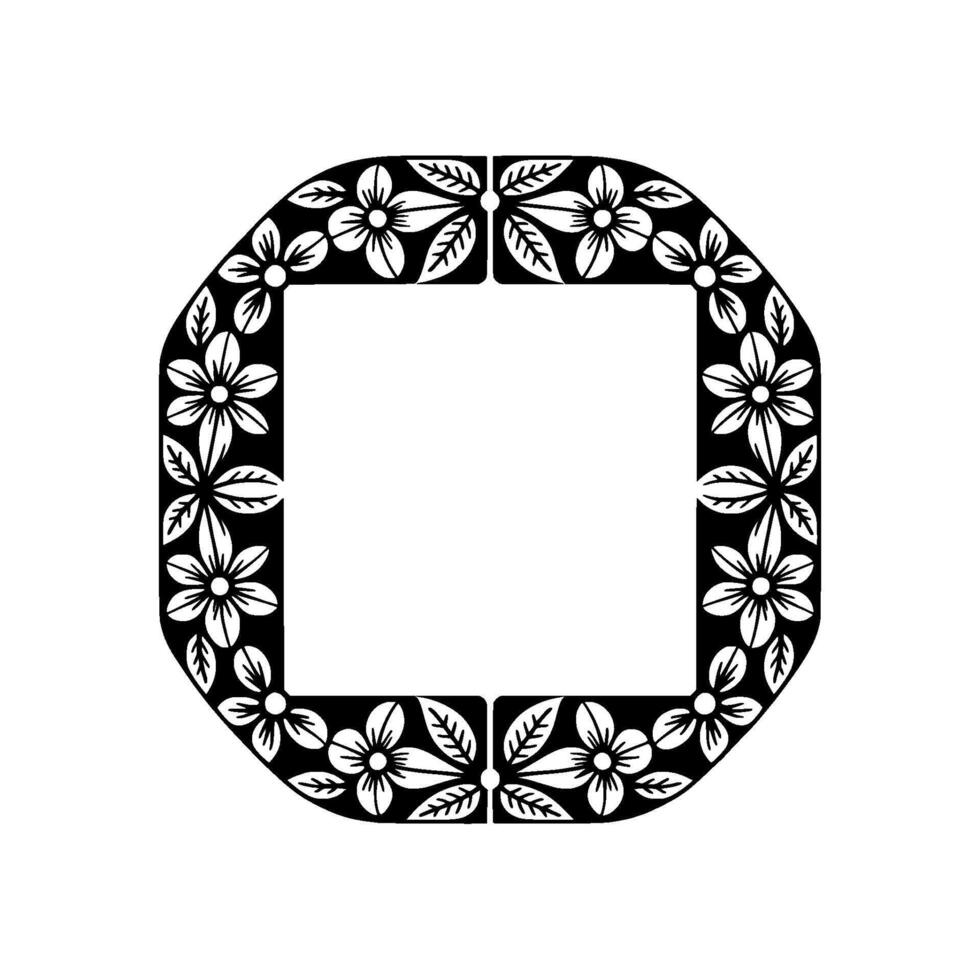 Floral Frame Black White Flower Pattern on Light Background vector