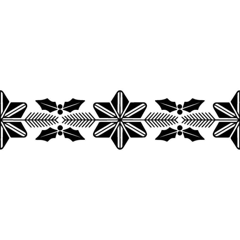 Minimalist Holiday Border with Geometric Stars, Holly, and Pine vector