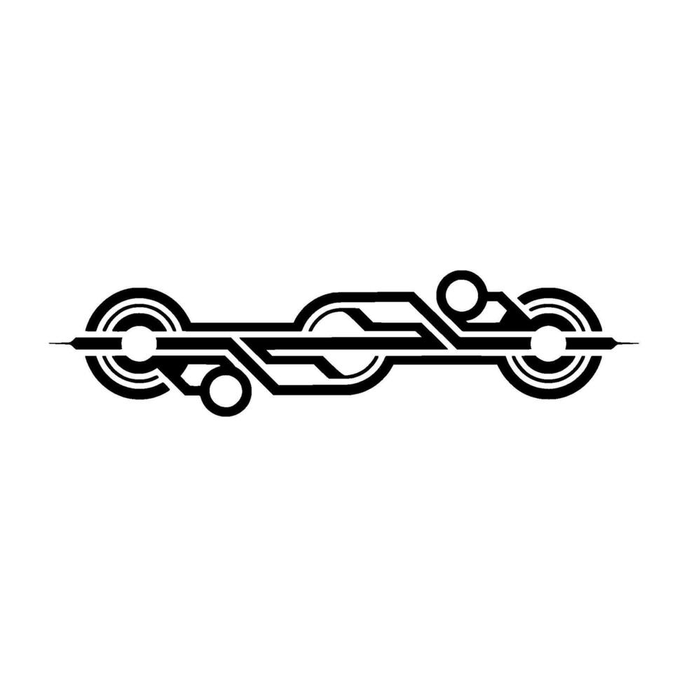 Tech Circuitry Abstract Black Line Art on White, Minimalist vector