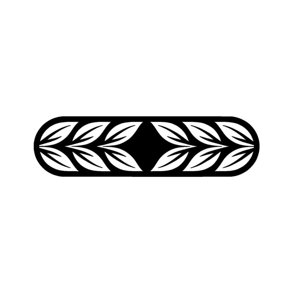 Minimalist Leafy Ellipse Pattern Black White Element vector
