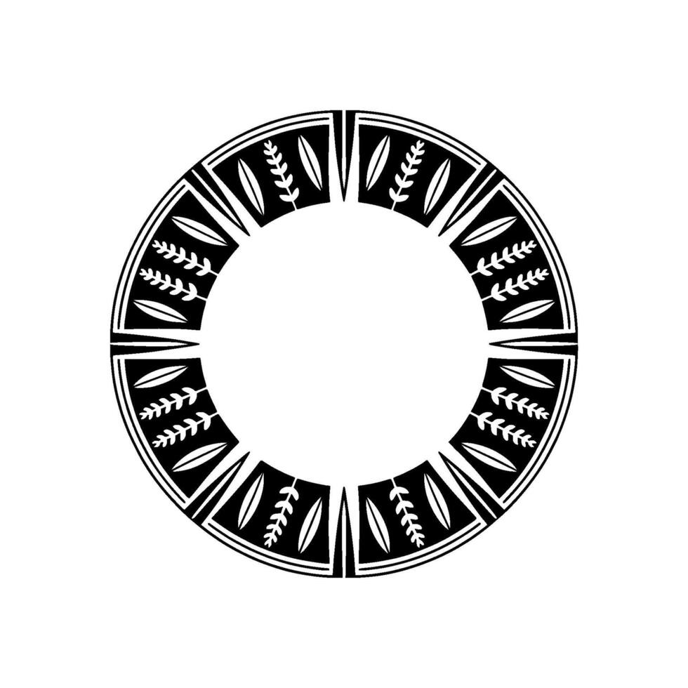 Black and White Floral Circular Element vector