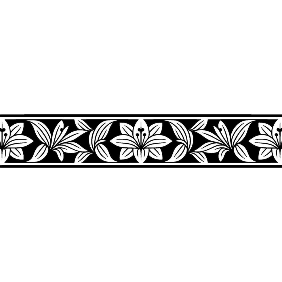 Elegant Floral Border in Black and White, Illustration 4 vector