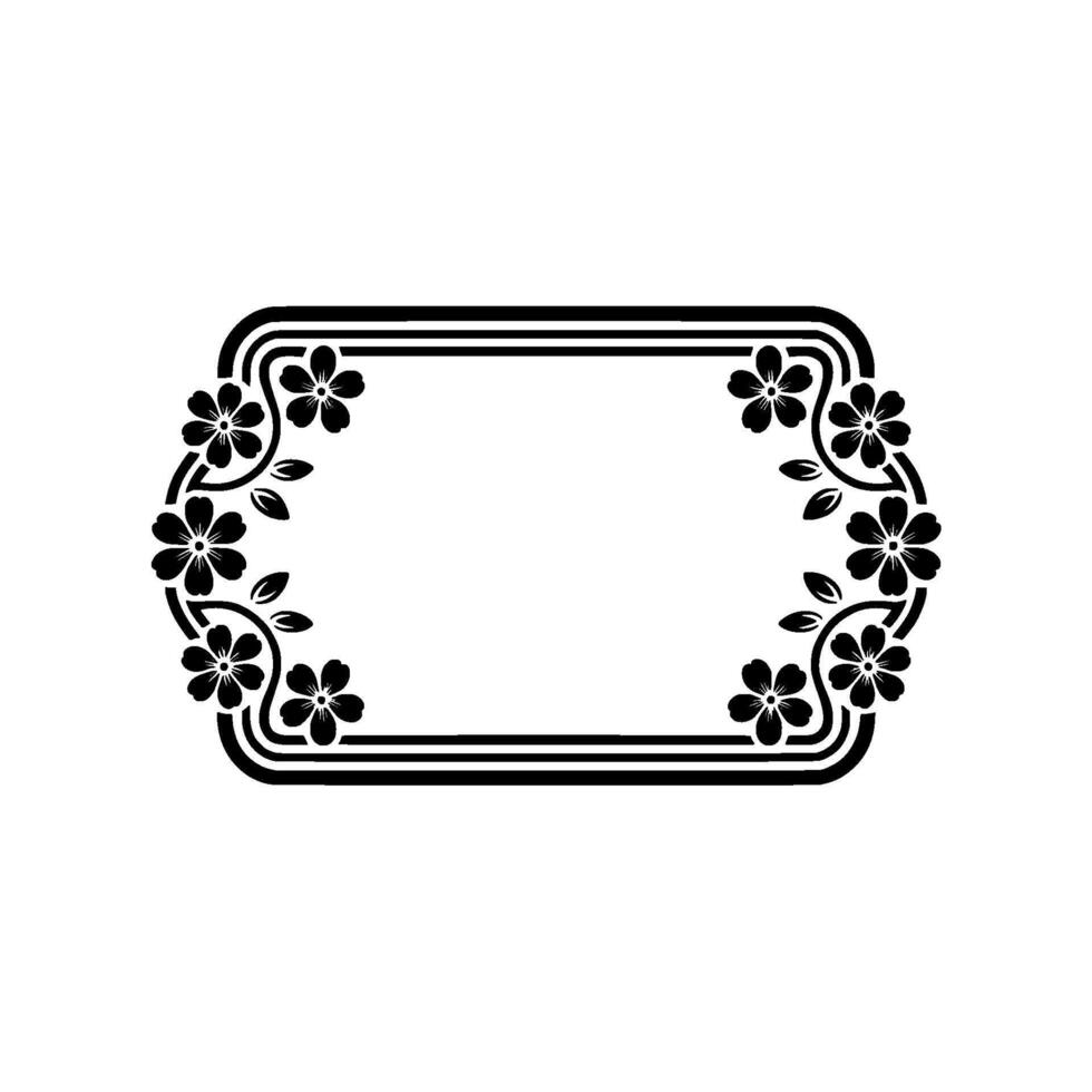 Floral Frame, Black and White , Minimalist vector