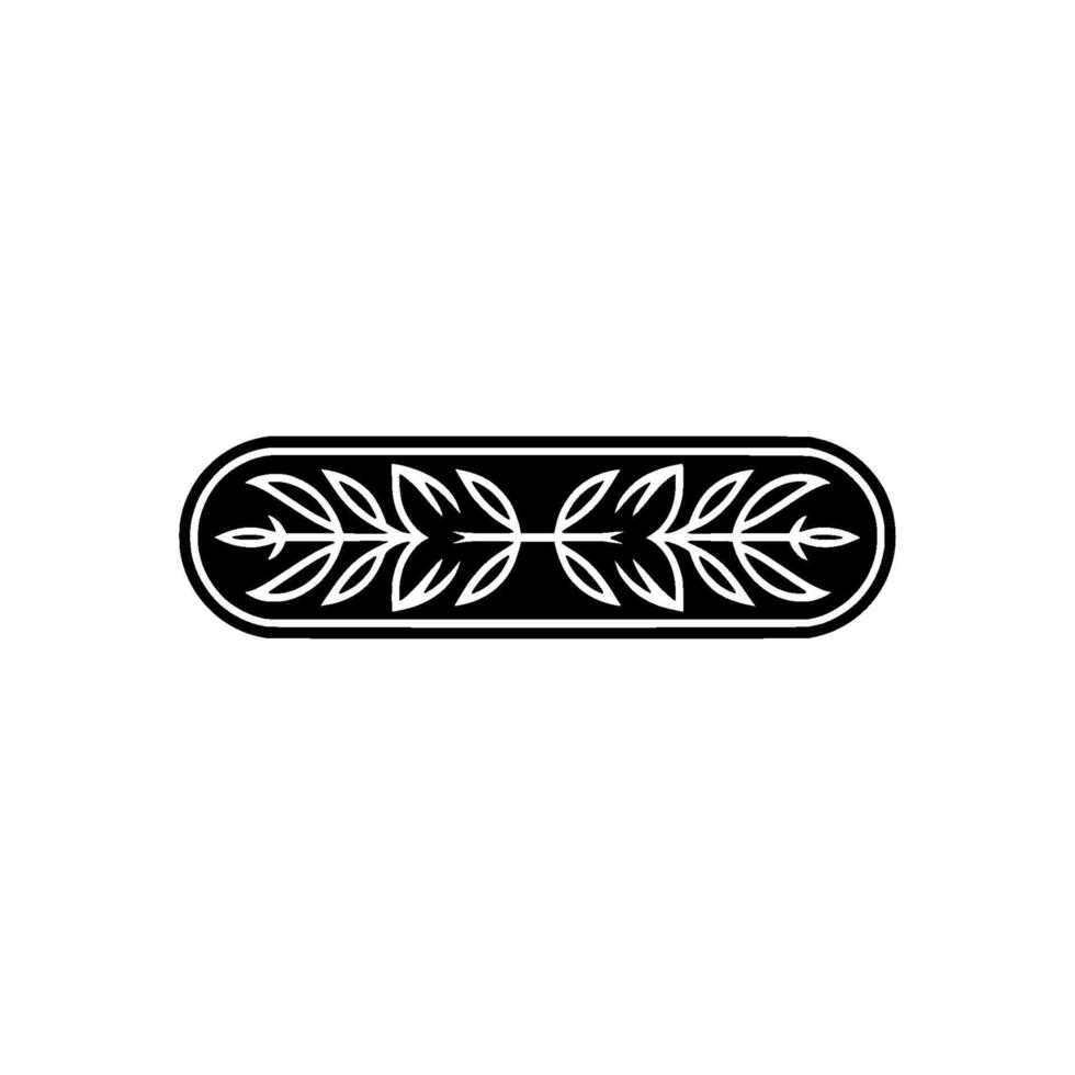 Black and White Decorative Leaf Border Element on White Background vector