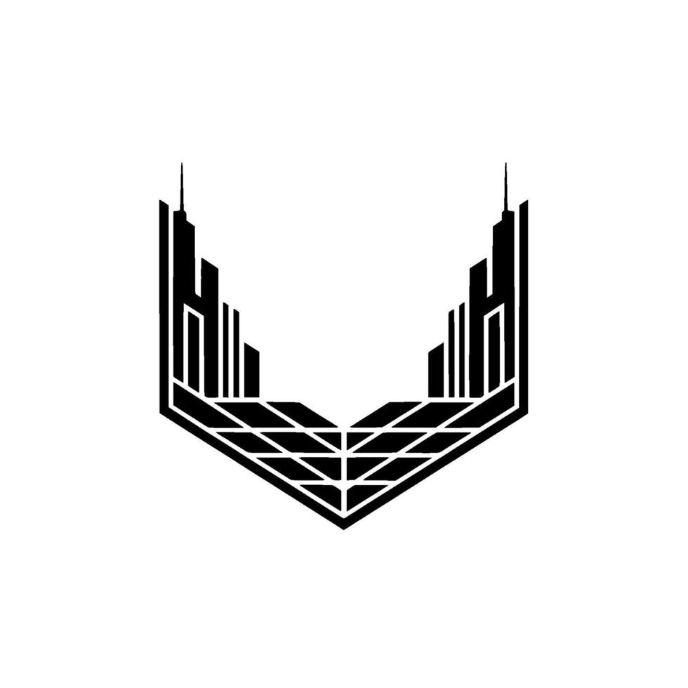 Art Deco Skyline , Geometric Black on White vector