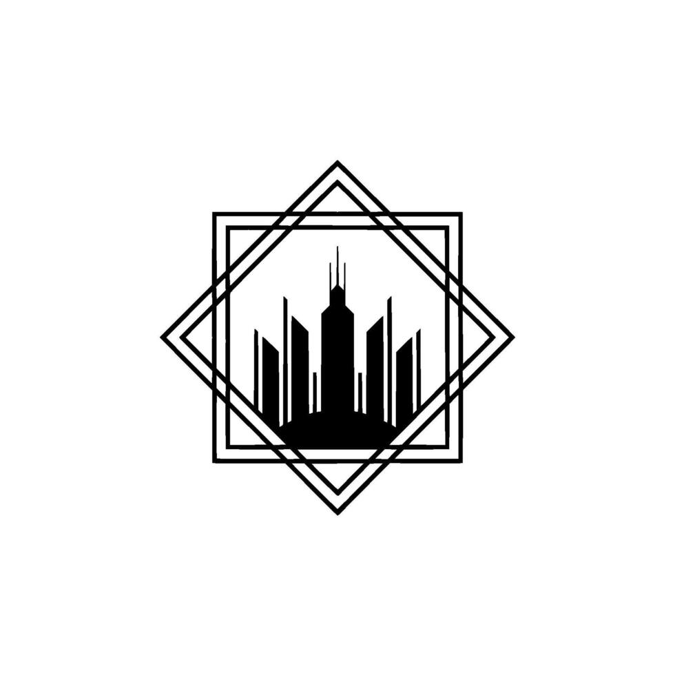 Minimalist Cityscape Geometric on White Background vector