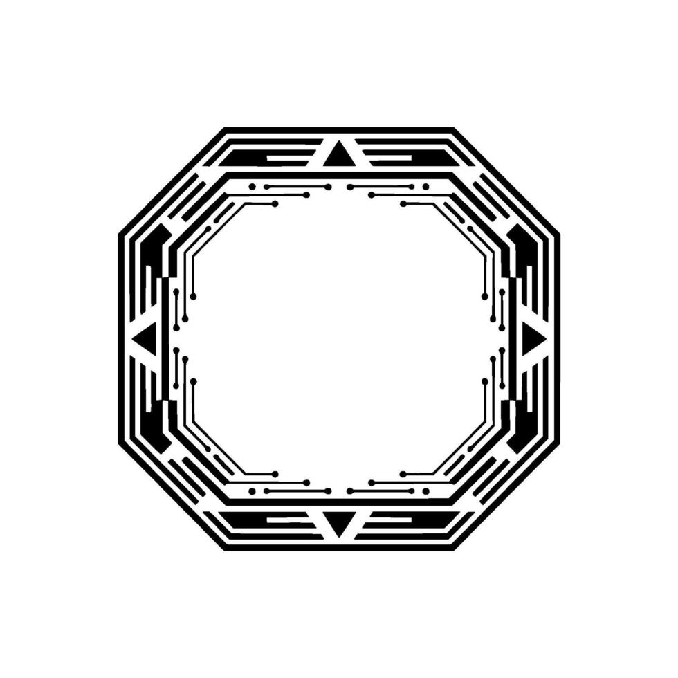 Minimalist Geometric Tech Frame Octagonal Black White vector