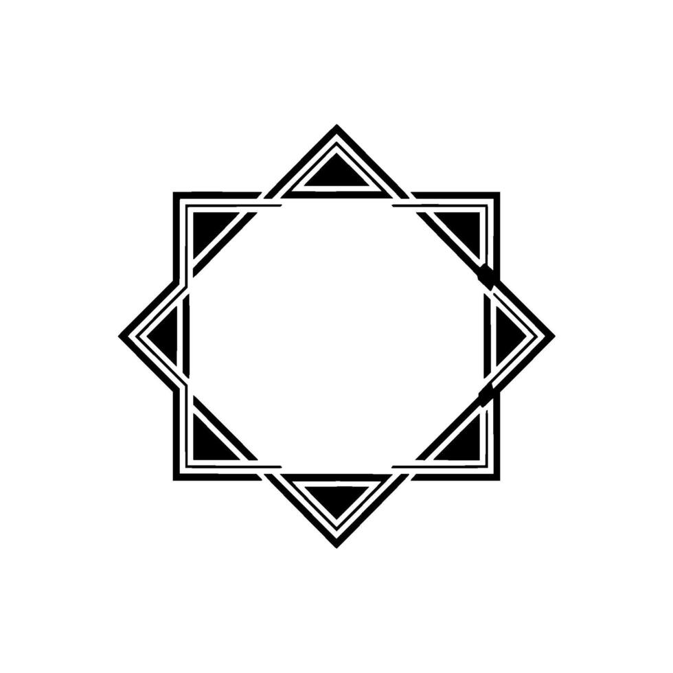 Geometric Starburst Frame Illustration, Black White, Minimalist vector