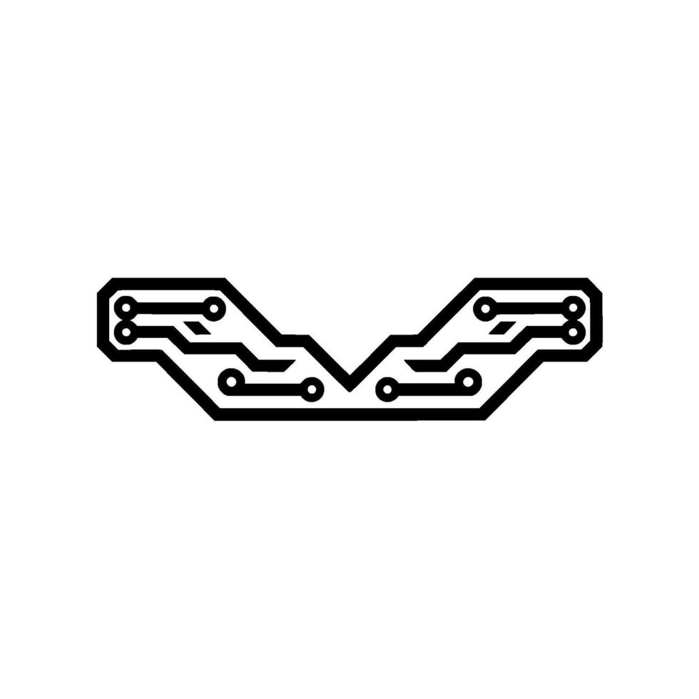 Minimalist Tech Black Circuit Board Pattern on White vector