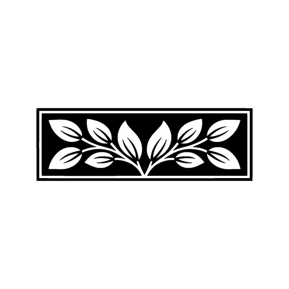 Elegant Black White Leaf Pattern in Rectangular Frame vector