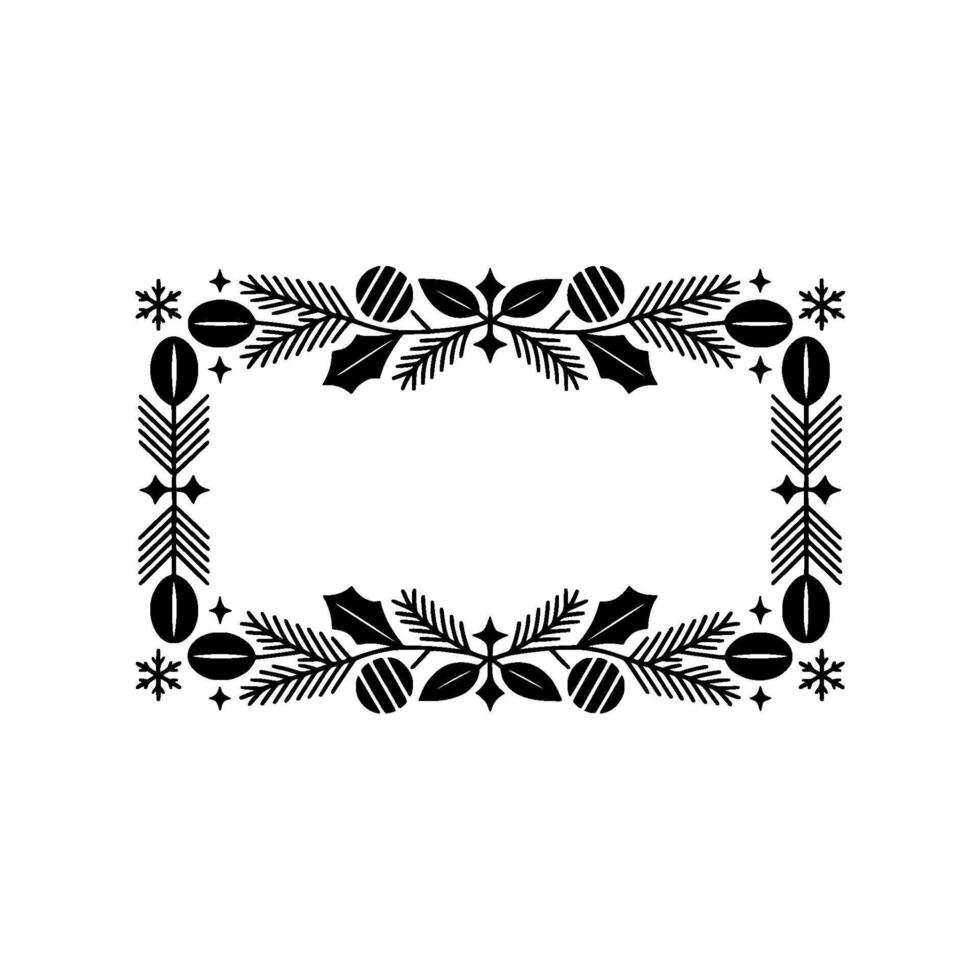 Minimalist Christmas Frame with Holly, Pine, and Coffee Beans vector