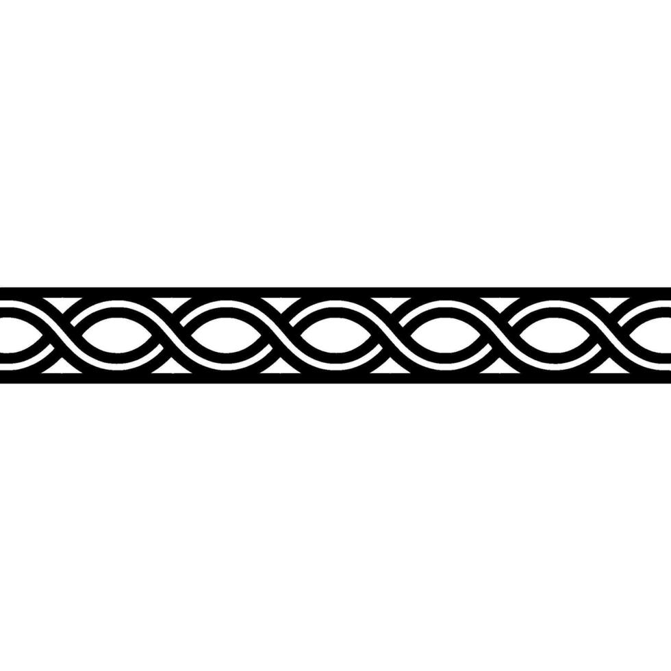 Geometric Ornament Black White Seamless Border, Minimalist vector