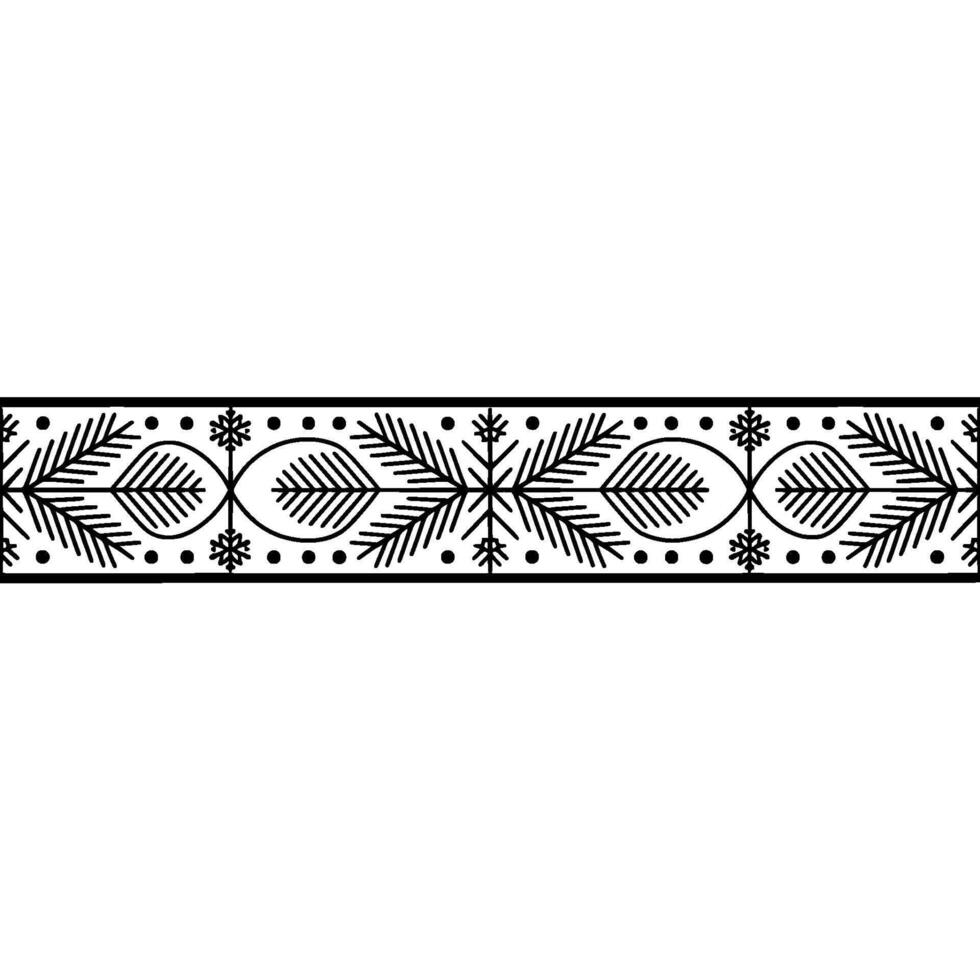 Minimalist Christmas Border Snowflake Pine Leaf Ornament vector