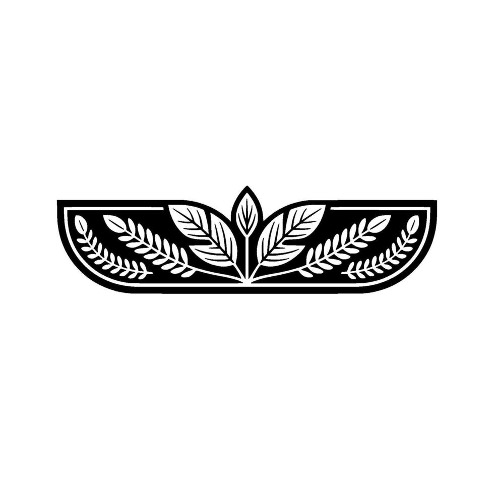 Elegant Black and White Leaf Element vector