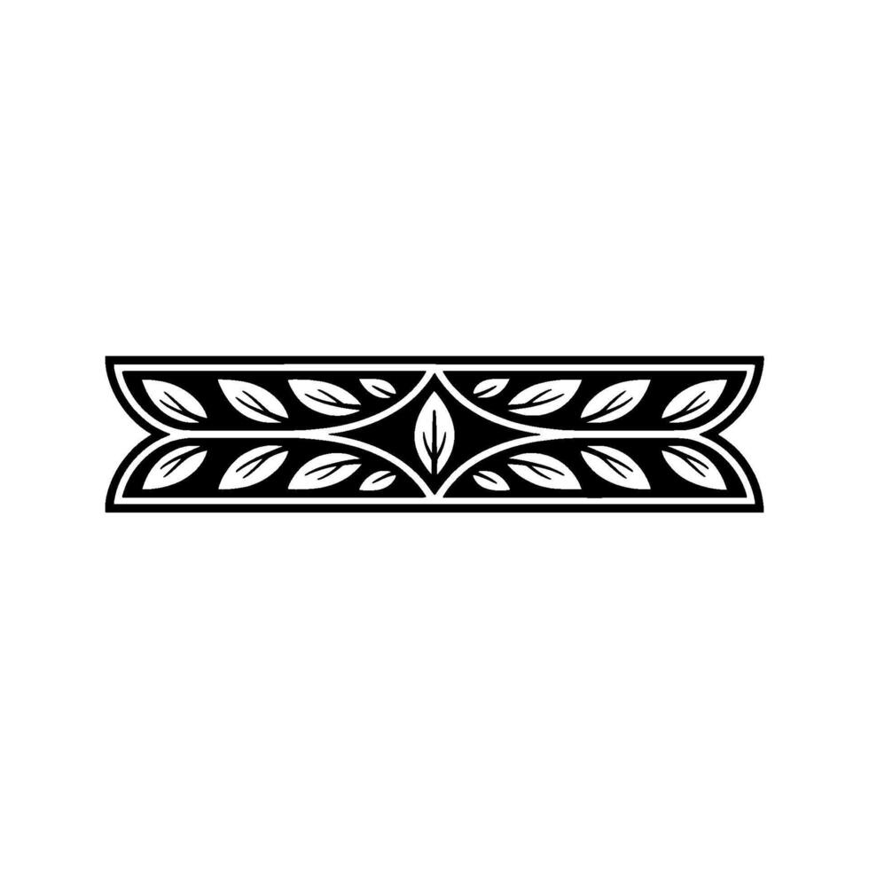 Elegant Botanical Border Black White Leaf Motif on White Background vector