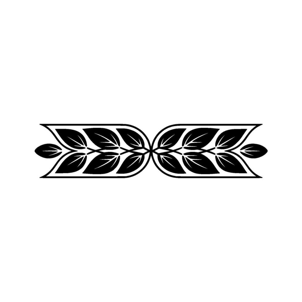 Elegant Black Leaf Motif on White Background Decorative Element vector