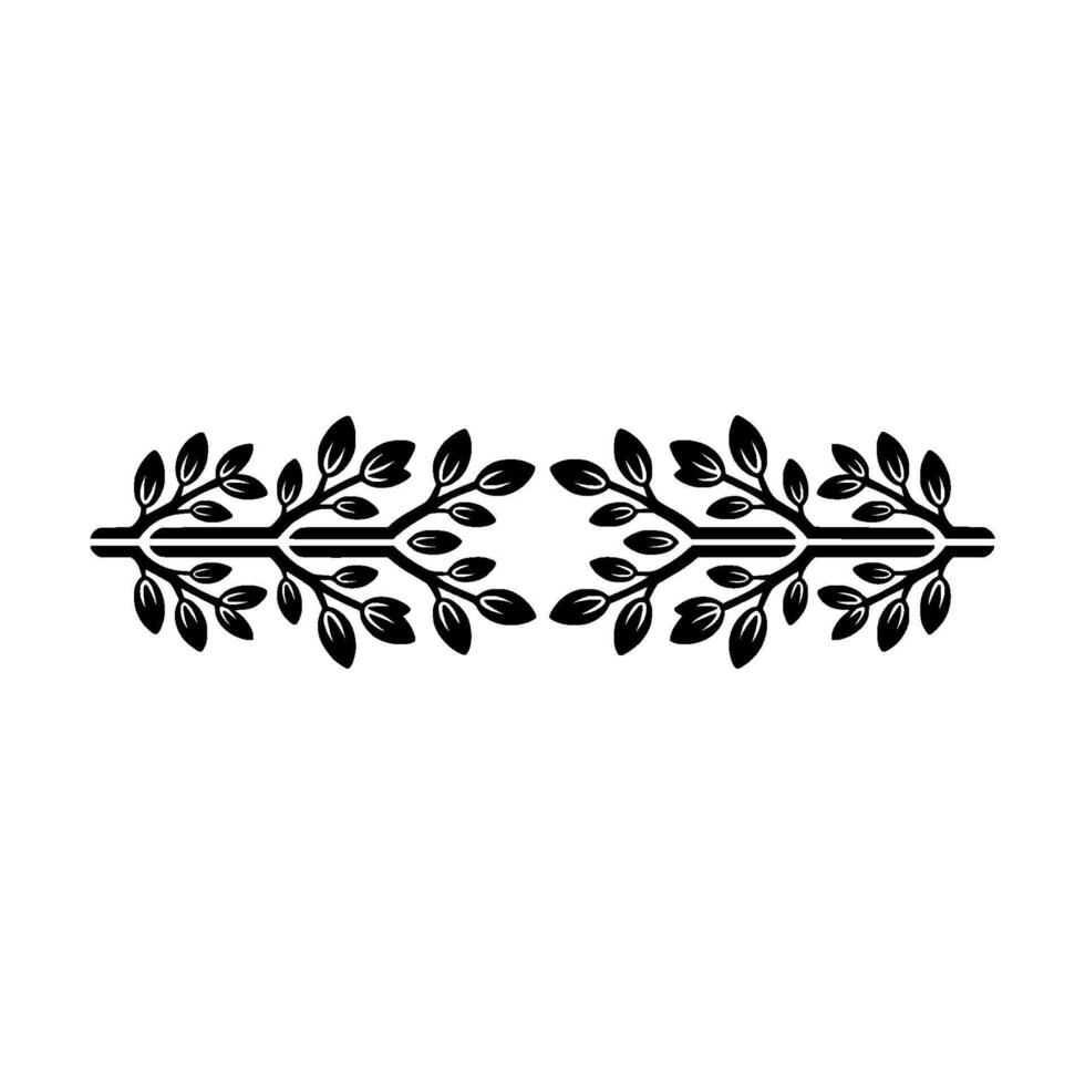Elegant Black Leafy Branch Divider , Illustration vector