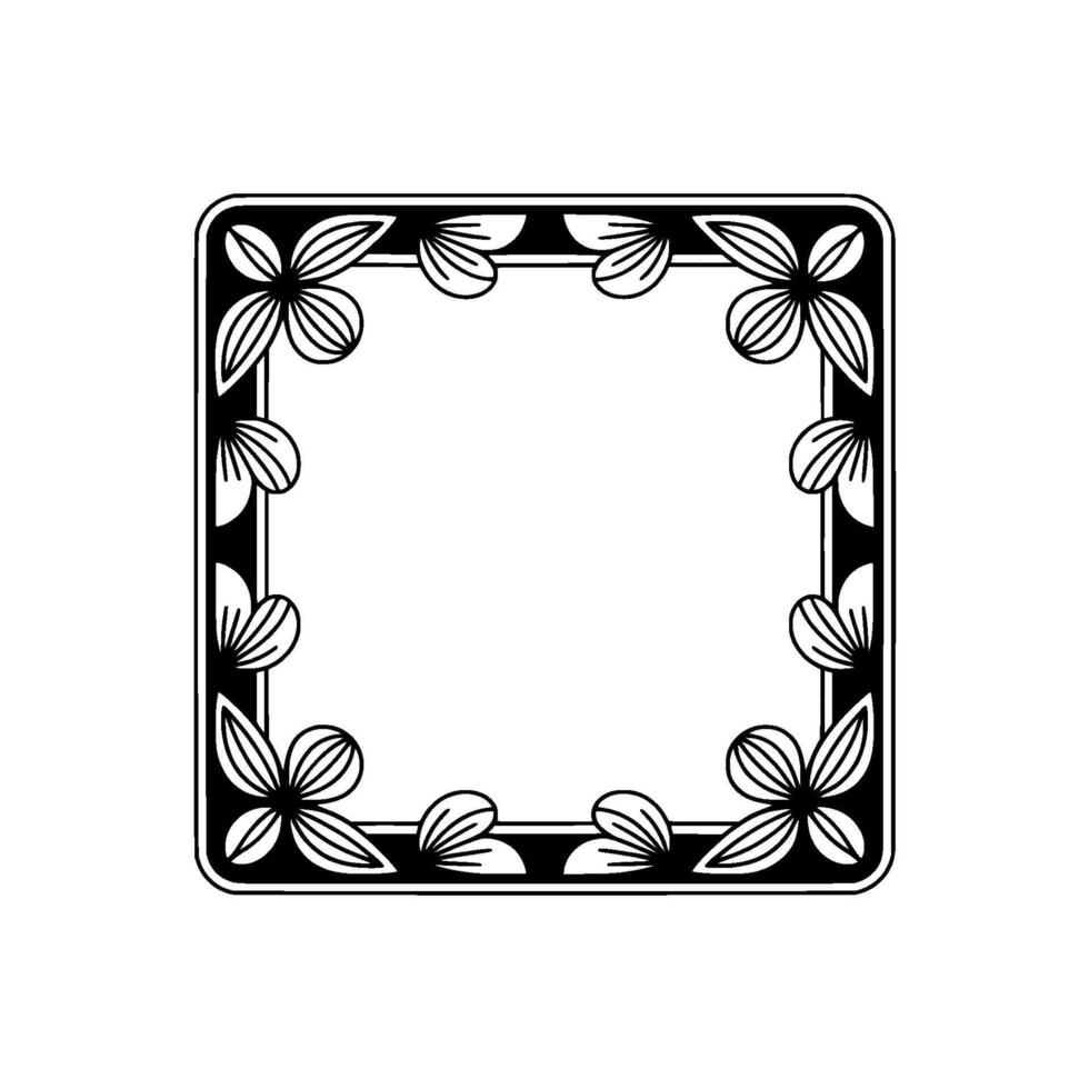 Elegant Floral Frame in Black White Decorative Border vector