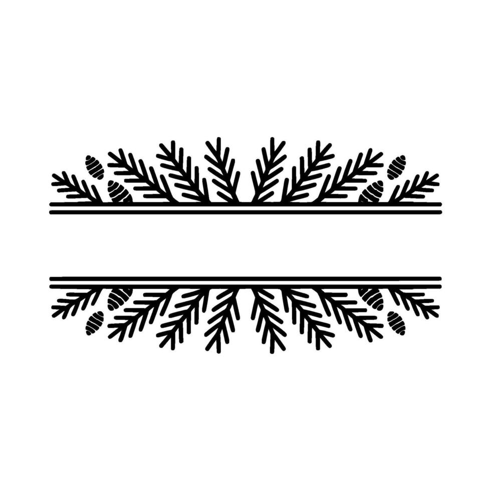 Minimalist Christmas Border Frame, Black Spruce Pine Cone vector