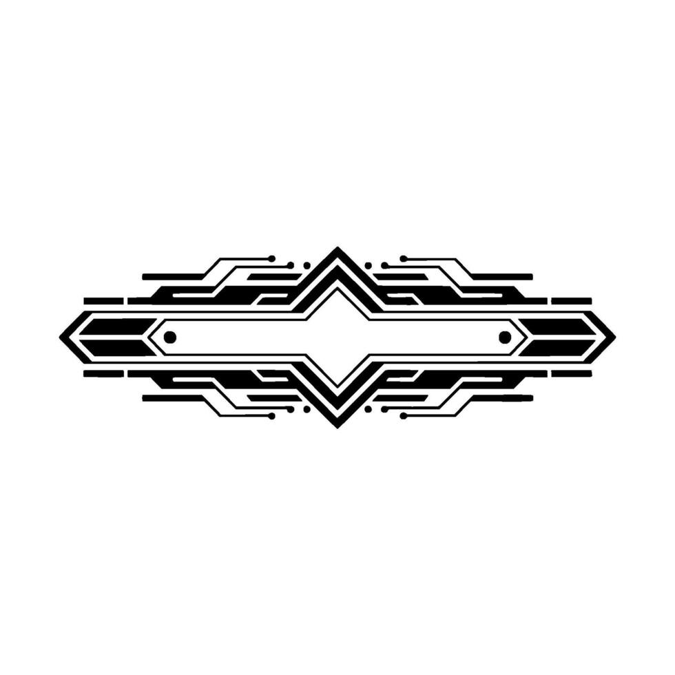 Geometric Tech Ornament Black Lines on White Background vector