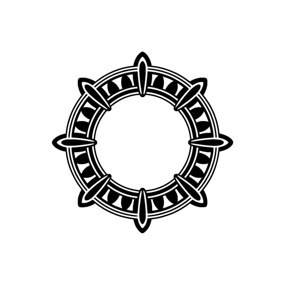 Geometric Mandala Circle Frame in Black and White, Illustration vector