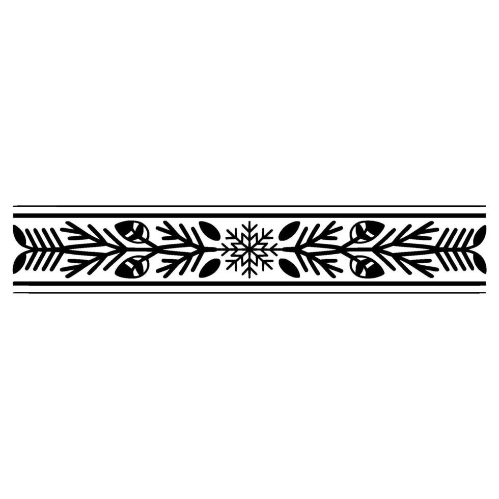 Black White Winter Pattern Border , Elegant Snowflake Foliage vector