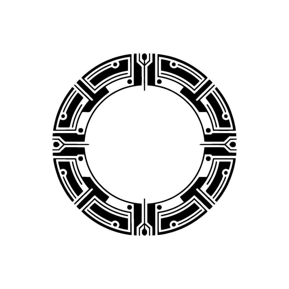 Abstract Tech Circle Element Modern Black White vector