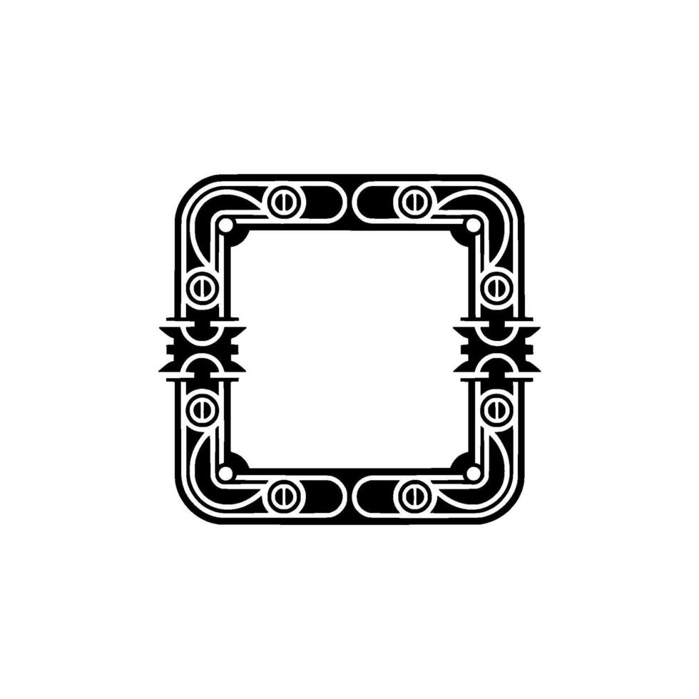Art Deco Frame , Black, White, and Gold on Gray Background vector
