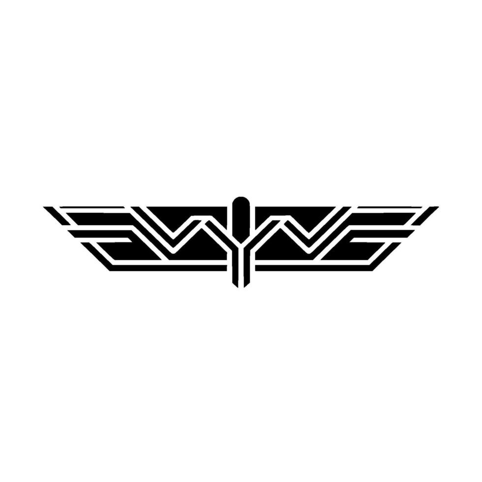 Minimalist Geometric Wing in Black and White Clean Lines vector