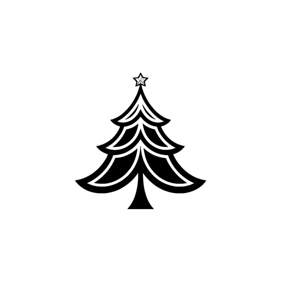 Modern Christmas Tree Illustration, Minimalist, , Festive vector