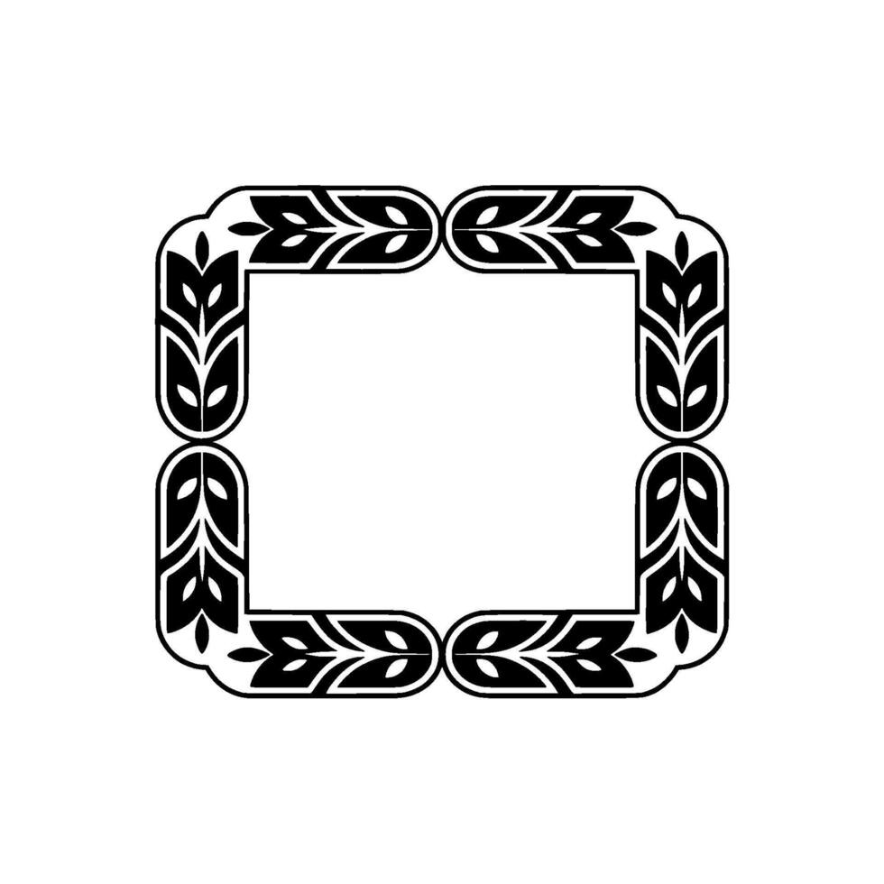 Decorative Black Frame, Floral Corner on White Background vector