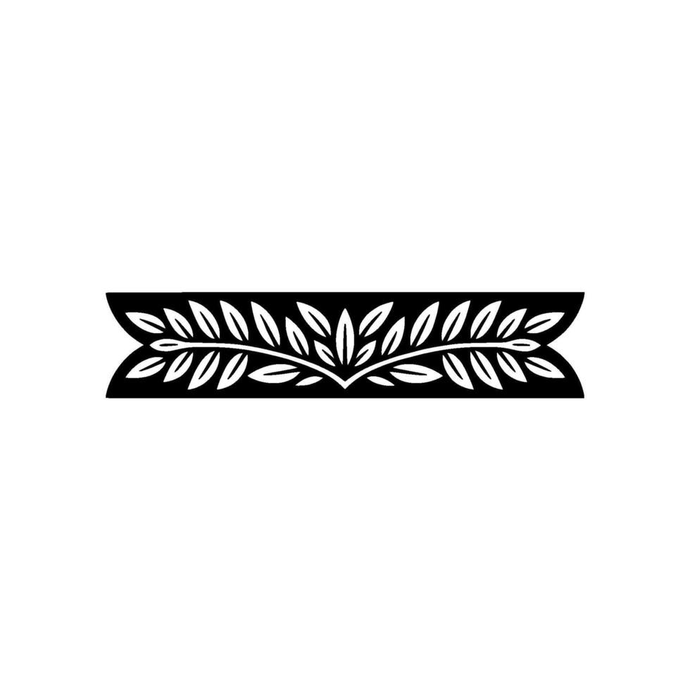 Minimalist Laurel Wreath Border Black Leaf on White Background vector
