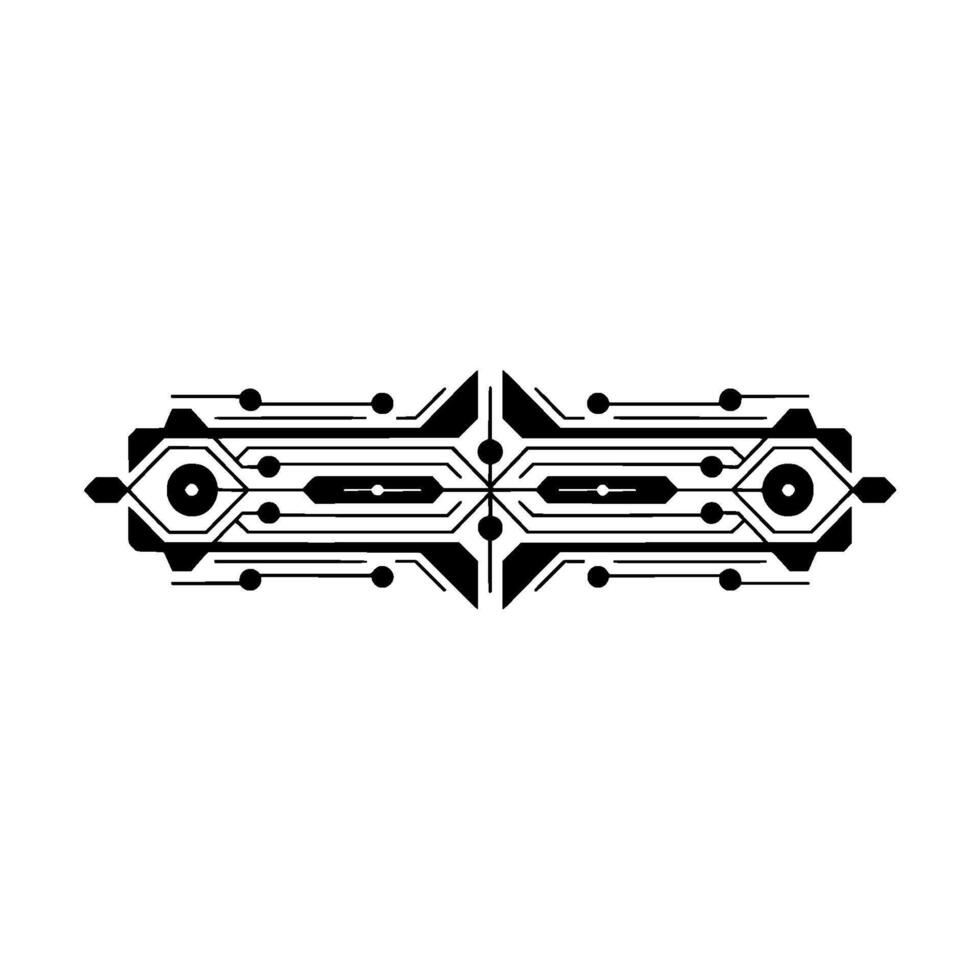 TechInspired Symmetry Black Geometric Circuit on White vector