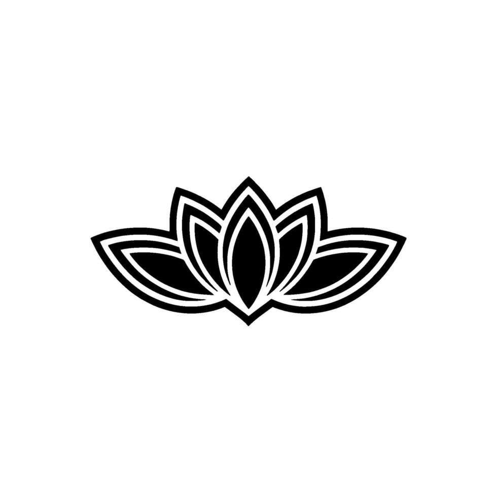 Minimalist Black and White Lotus Flower on White Background vector