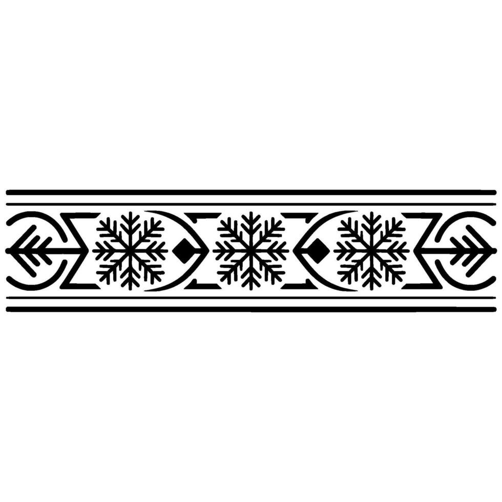 Geometric Snowflake Border Winter , Black White vector