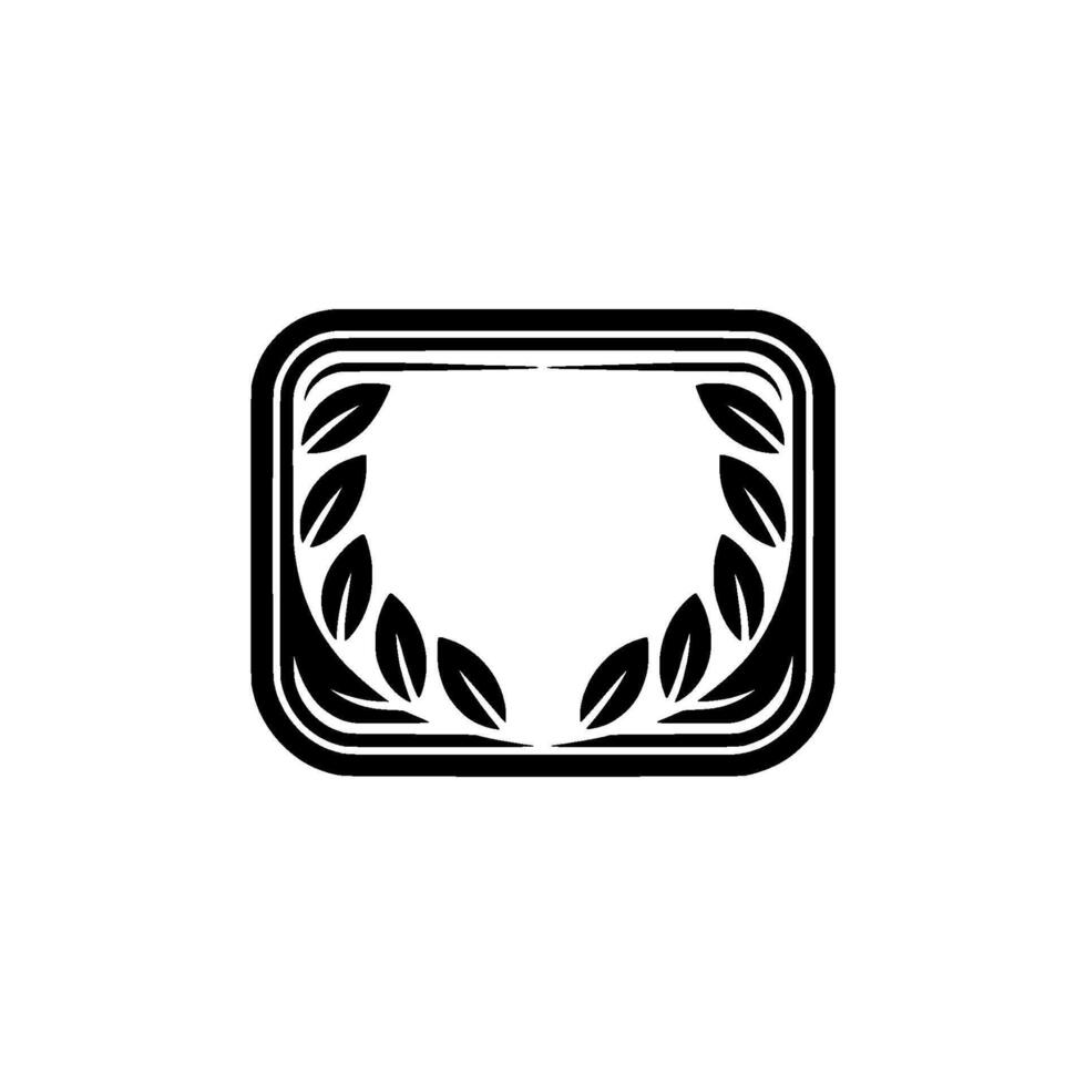 Elegant Black Laurel Wreath Frame on Light Gray Background vector