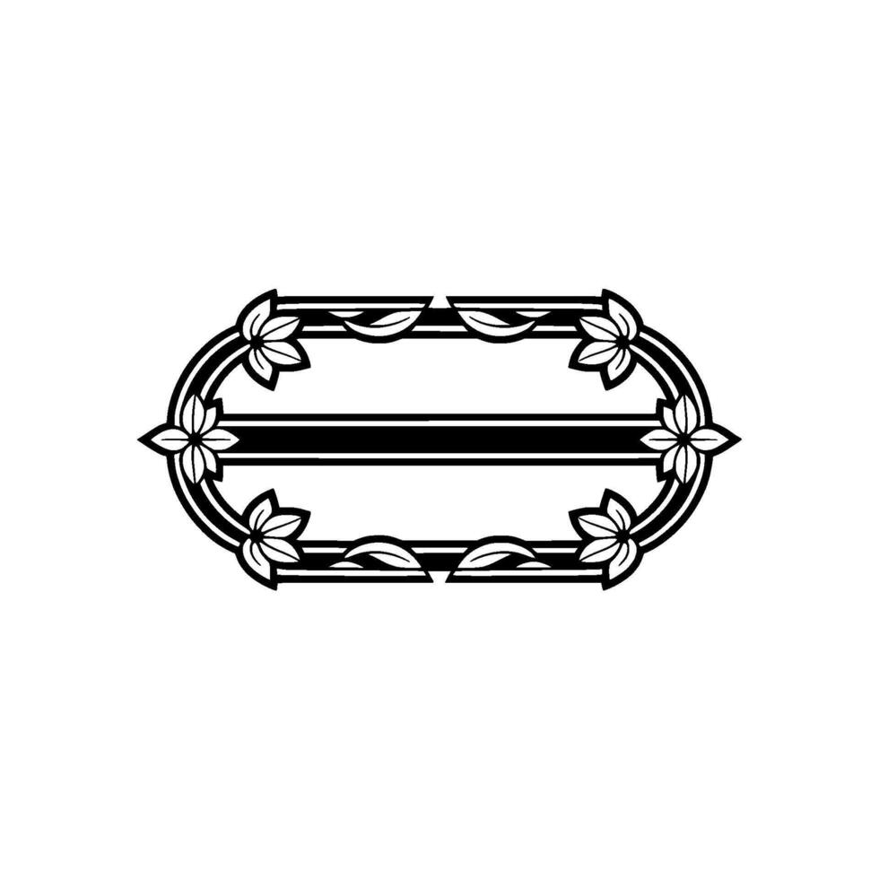 Elegant Art Deco Floral Frame, Minimalist , Black and White vector